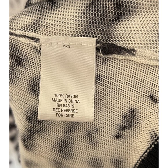 Roz & Ali Animal Print Open Front Cardigan Sweater Womens Size 2X Black White - Picture 4 of 6